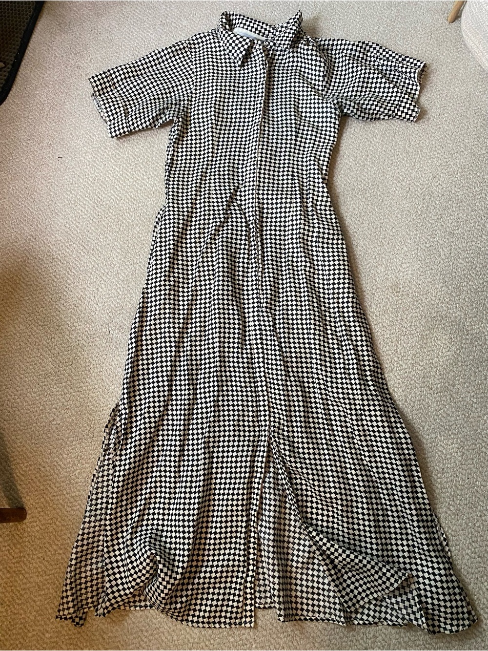 DISSH Black & White Checked Midi Shirt Dress